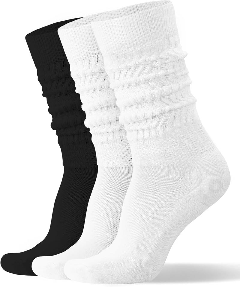 AugRing Store Womens Slouch Scrunch Socks Retro Knee High Soft Stack Chunky Cozy Boot Socks For Women Size 6-11 - Image 1